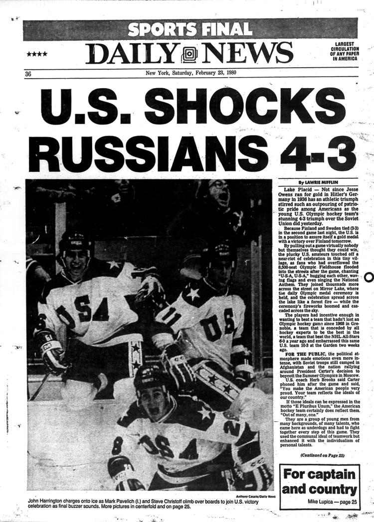 MIRACLE ON ICE- U.S.A. 4 U.S.S.R.3- “DO YOU BELIEVE IN MIRACLES ...